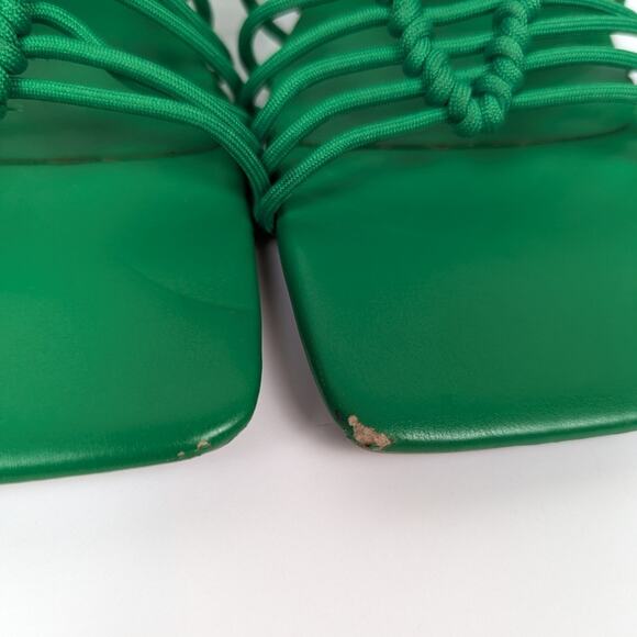 Open Edit Vibrant Green Clover Strappy Square Toe Block Heel Sandals Size 8.5 - Picture 9 of 11